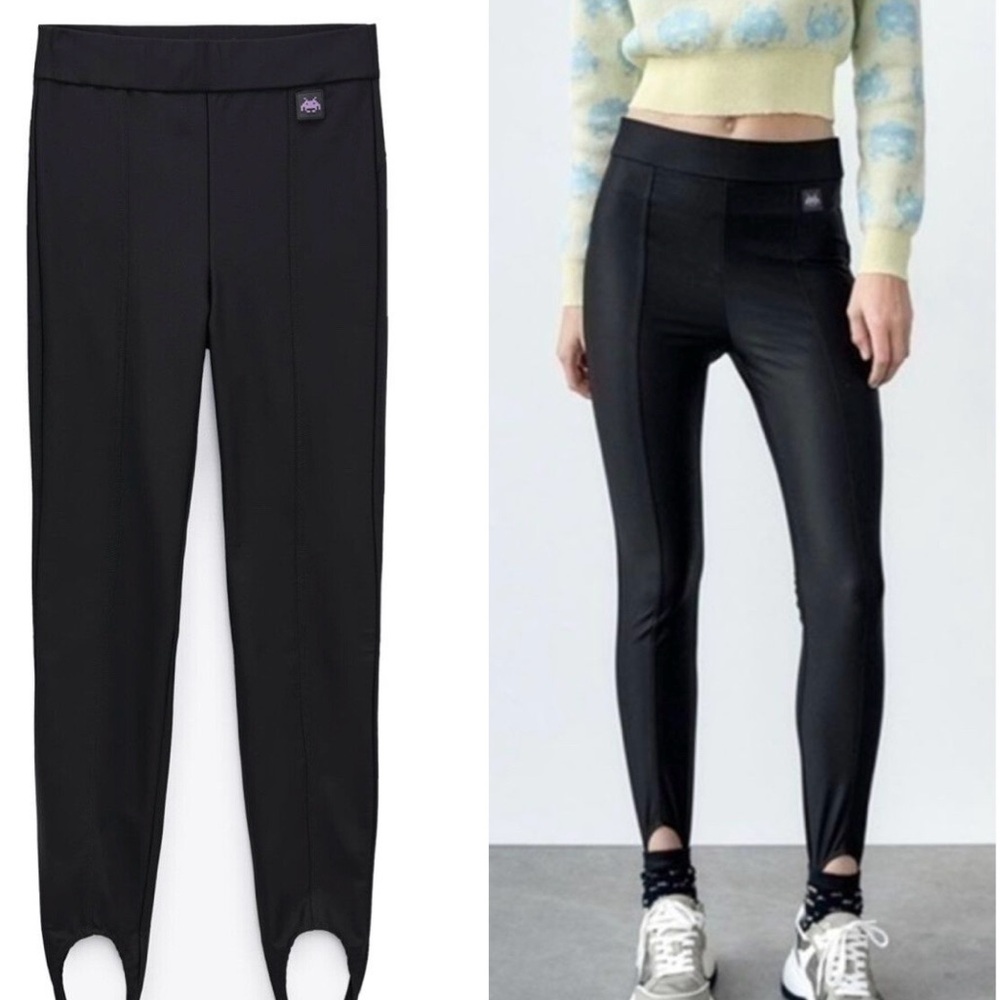 🆕 Zara Space Invaders Black Stirrup leggings official TM